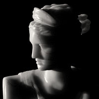 Translucent marble bust (Diana the Huntress) illuminated from behind