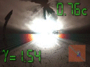 The scene with all relativistic effects, including head-lighting / intensity effects.