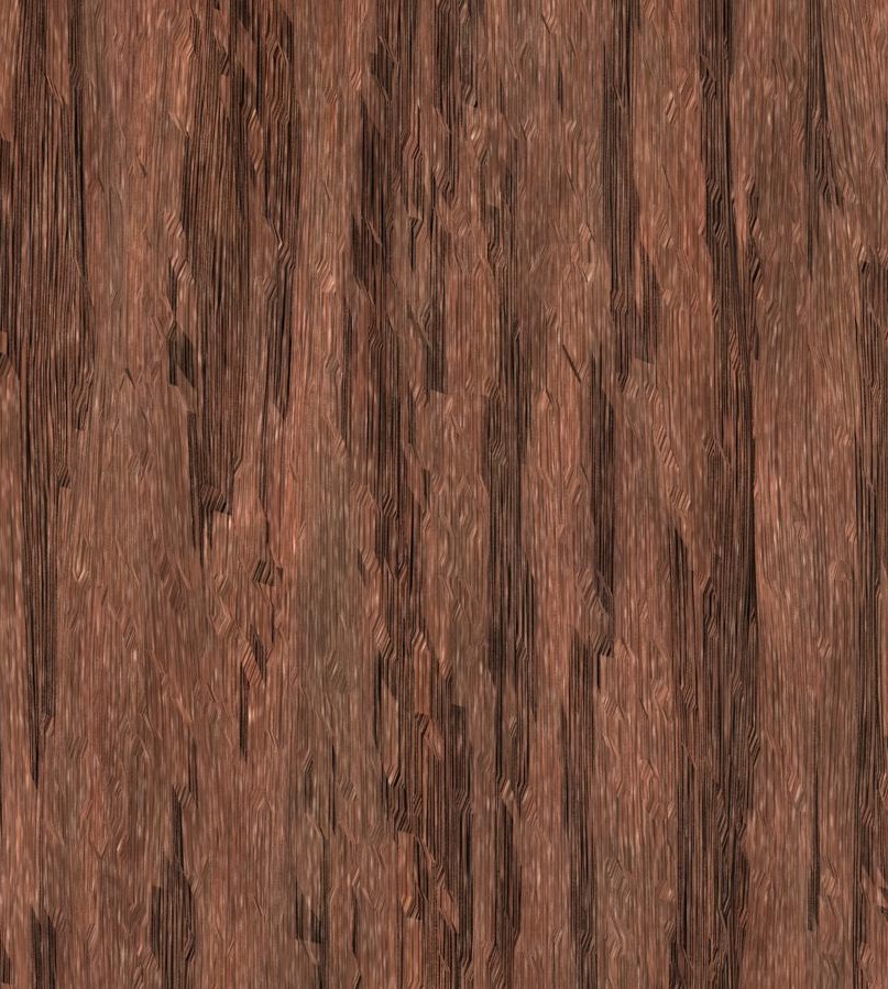 Closeup of redwood trunk rendering